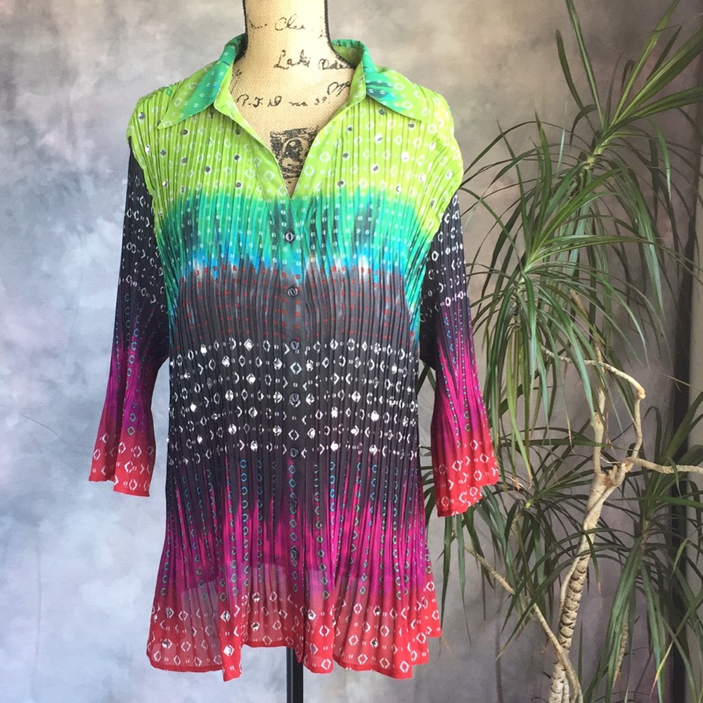 Maggie Barnes Top with Sequins Sz 1X NWOT